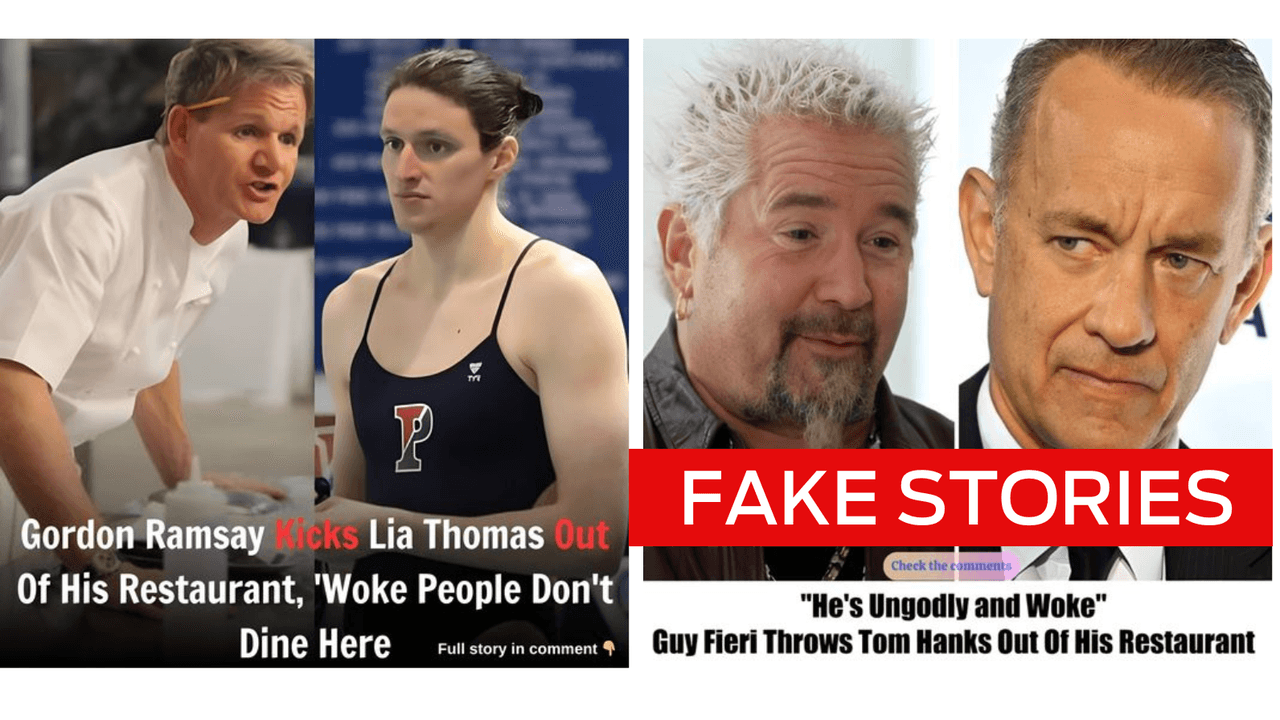 Fake stories about Gordon Ramsey, Lia Thomas, Guy Fieri and Tom Hanks