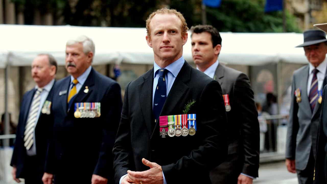 Mark Donaldson at an Anzac Day March in Sydney (file image)