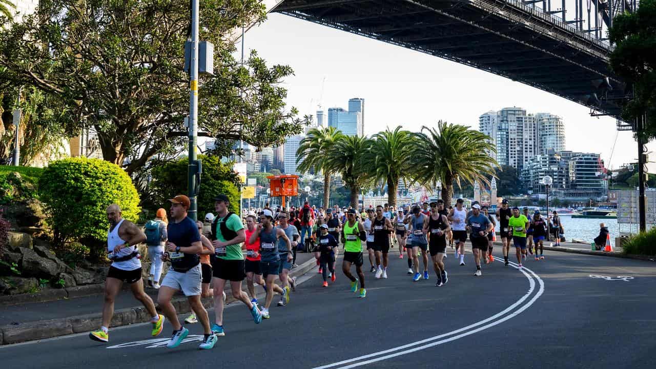 Sydney marathon runners.