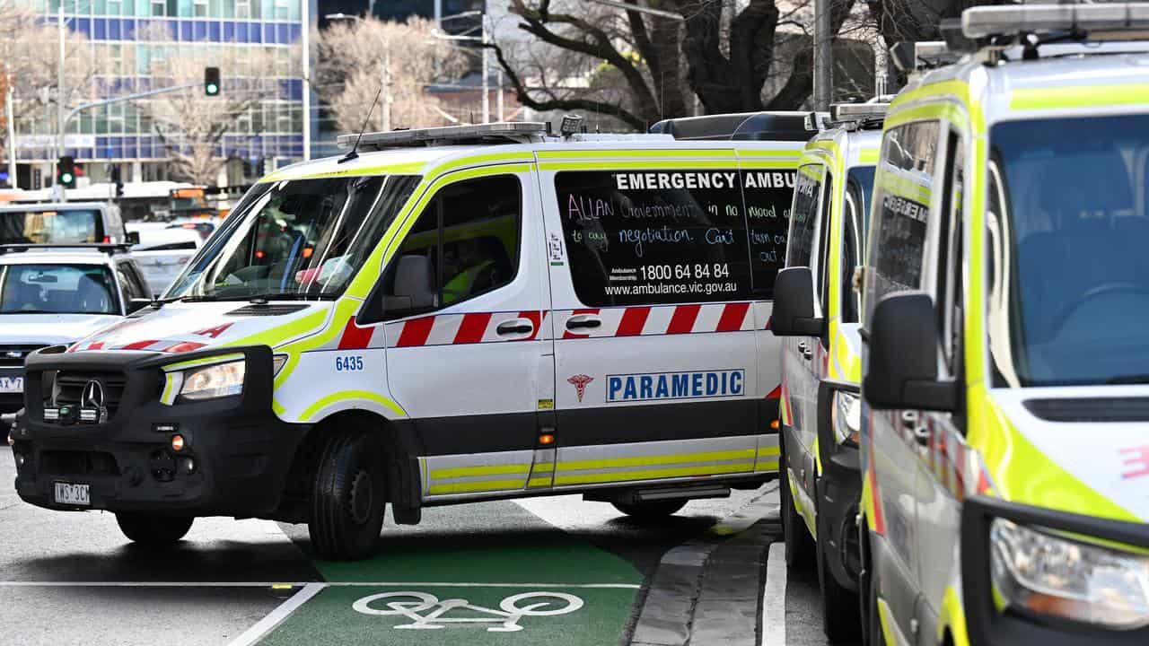 Ambulances outside Royal Melbourne Hospital (file)