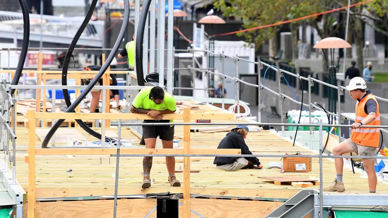 Workers on a Melbourne construction site