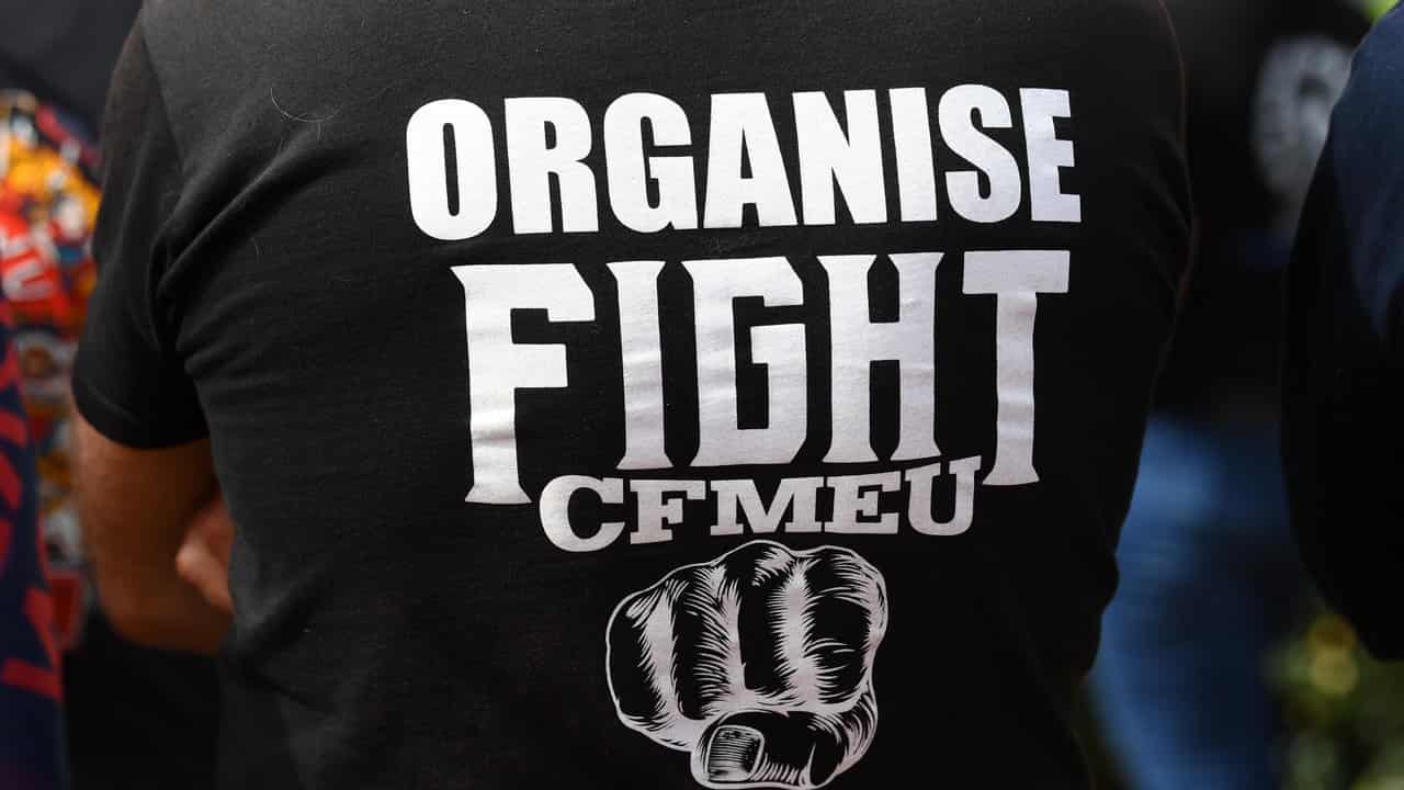 CFMEU member at a rally 