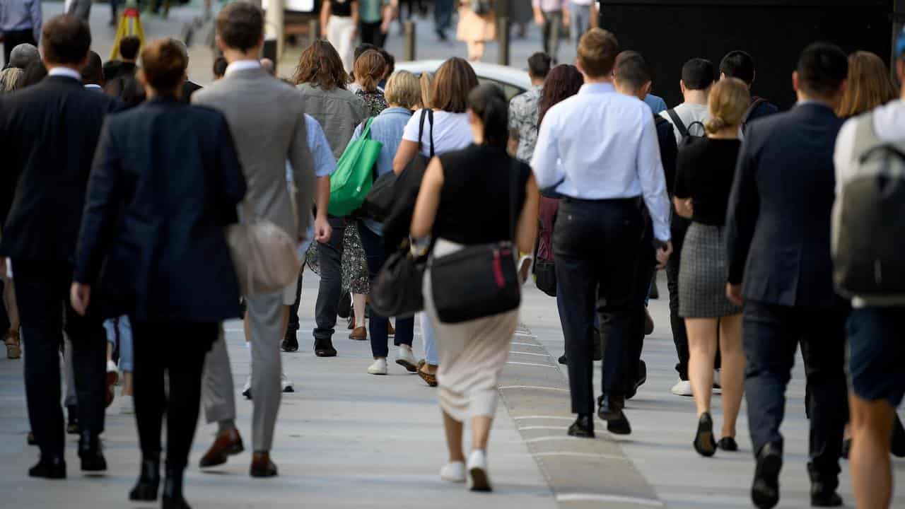 People in the central business district of Sydney