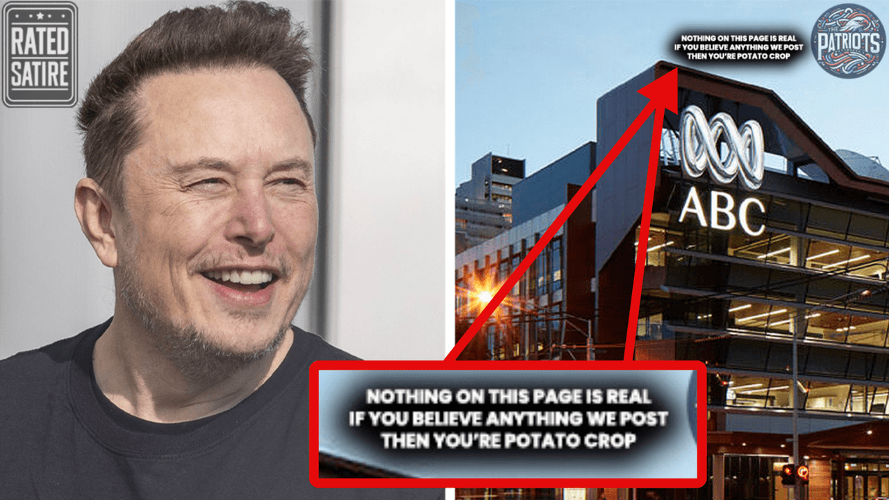 Elon Musk and ABC offices imagery used in satirical story