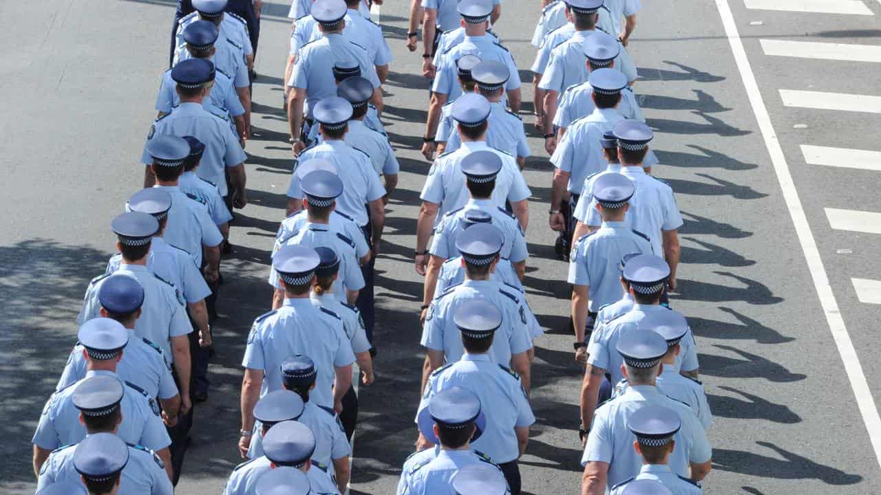 Police officers take part in a National Police Remembrance Day march