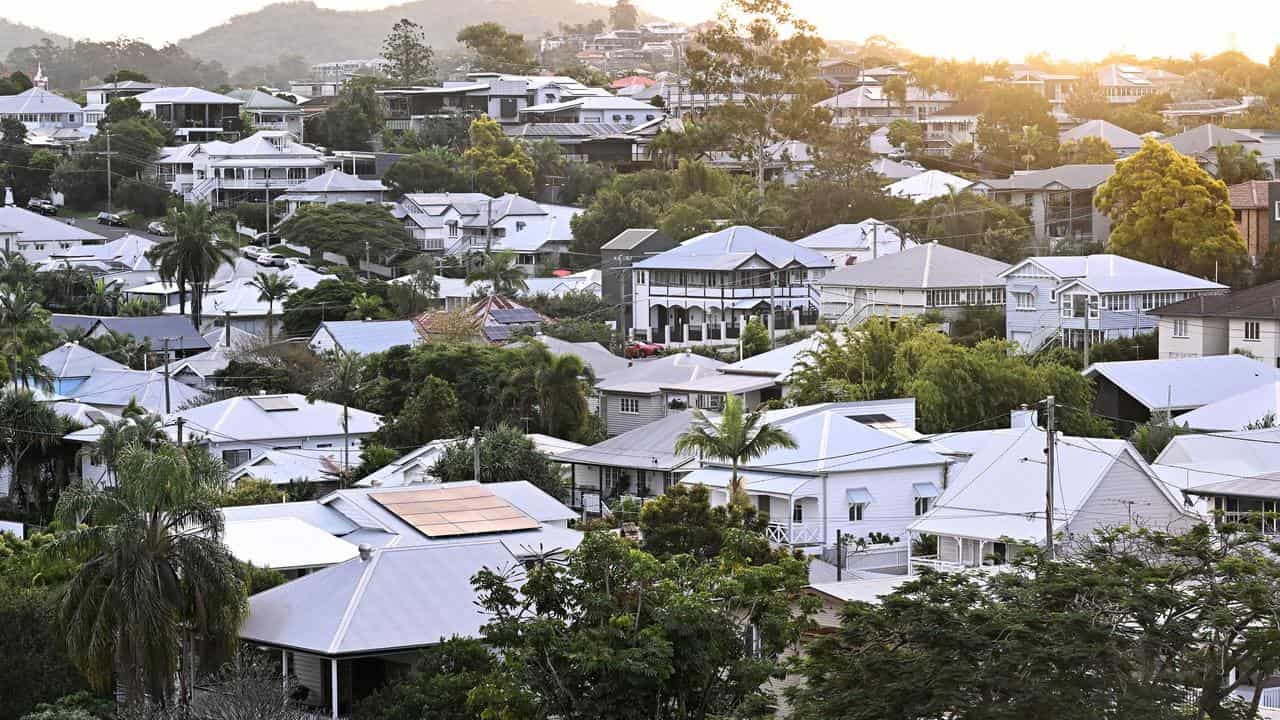 Residential housing over the inner Brisbane suburb of Milton