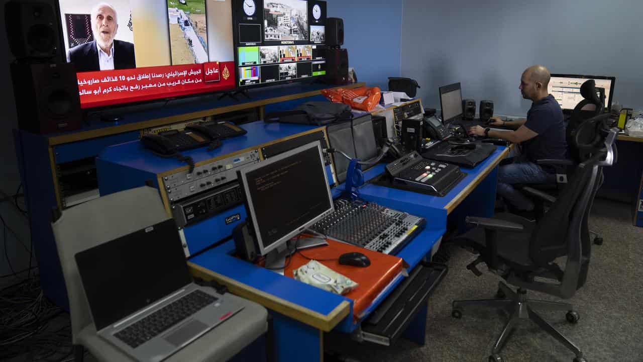 The Master Control Room unit inside the Al Jazeera office in Ramallah.