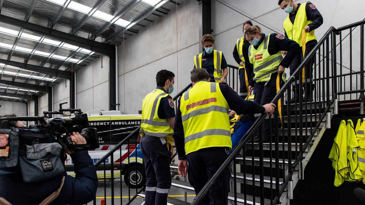 Paramedics at Ambulance Victoria Training Centre