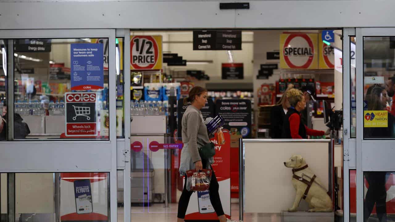 Shoppers at Coles supermarket in Melbourne