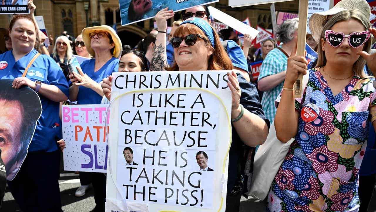 NSW nurses and midwives protest in Sydney