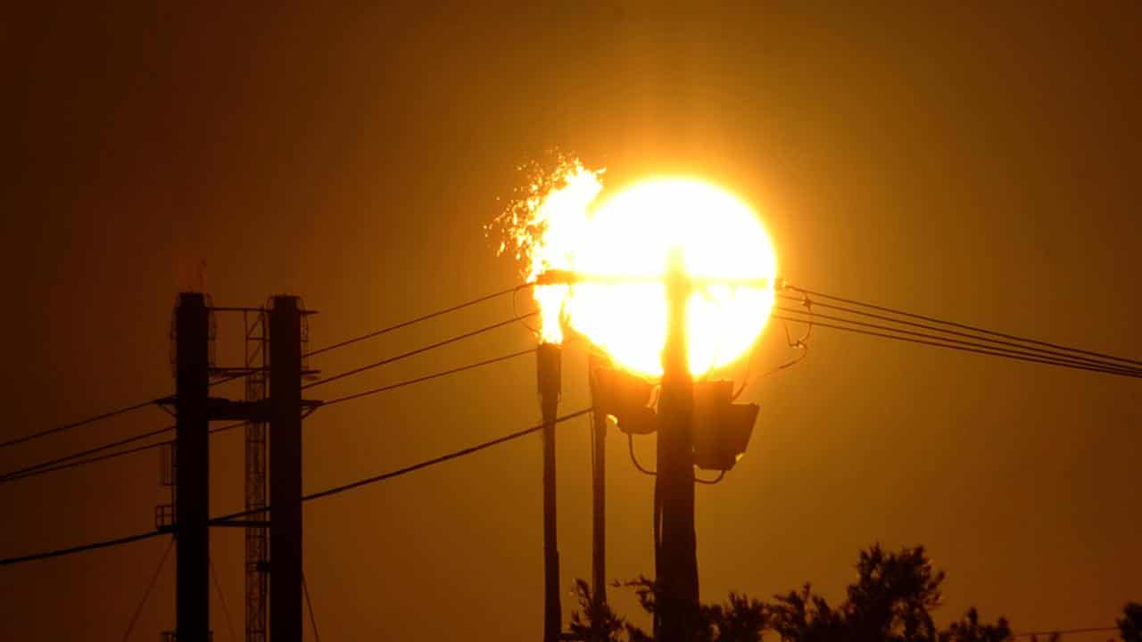 Flare stacks at an oil refinery (file image)