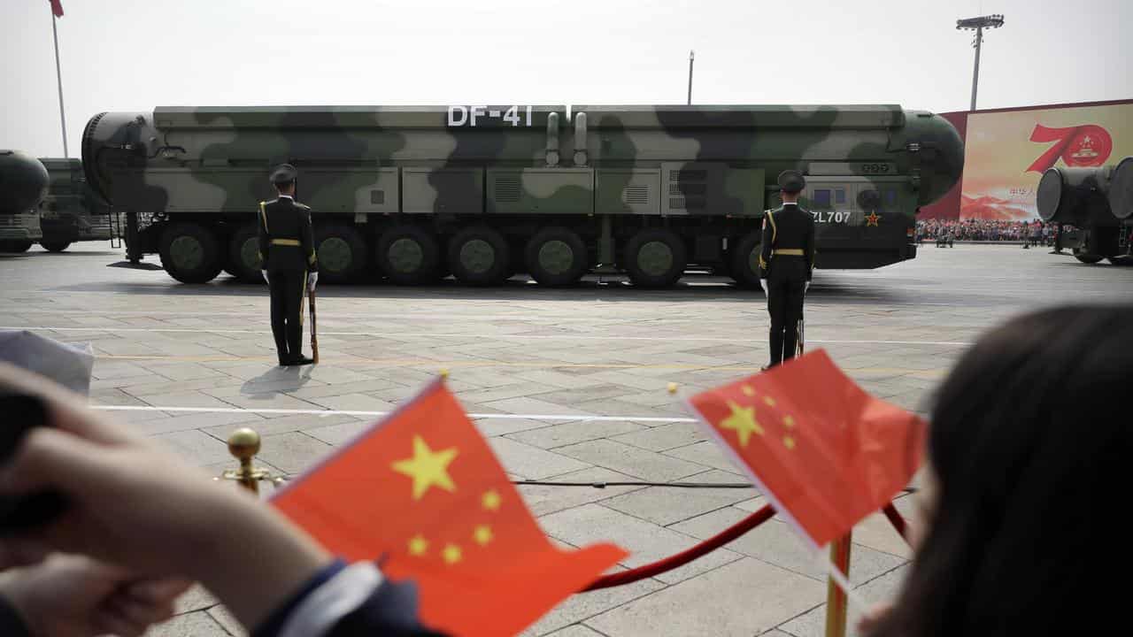 File photo of vehicles carrying nuclear missiles in China