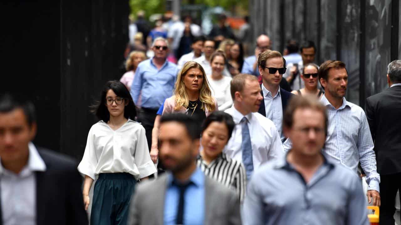 Office workers in the street