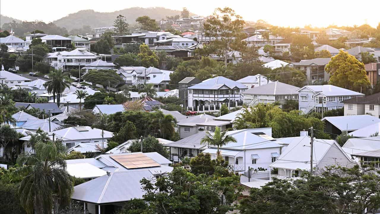 Residential housing over the inner Brisbane suburb of Milton