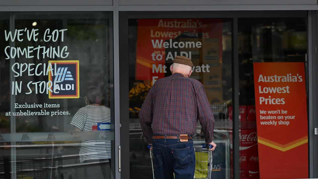 Shoppers are seen at Aldi