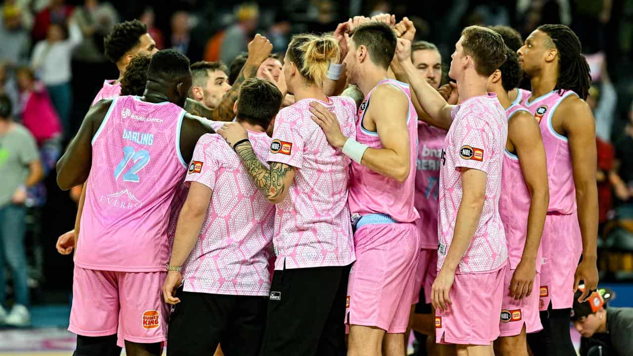 Breakers players celebrate.