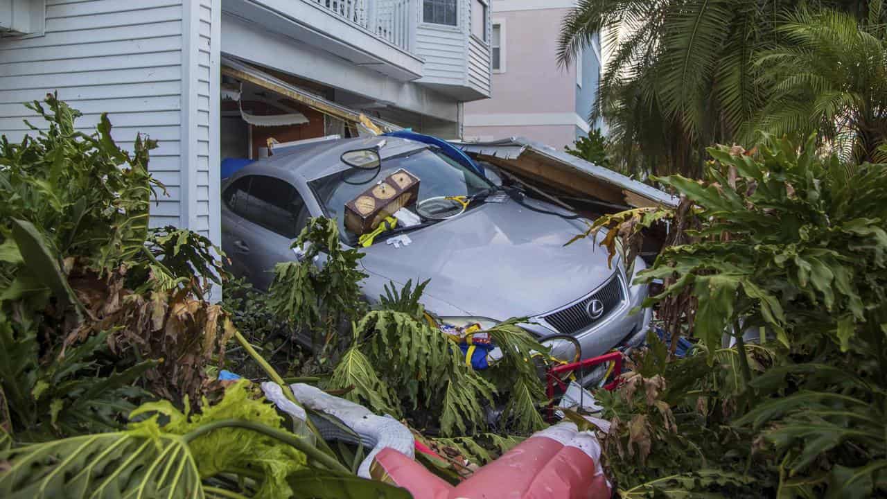 After a storm surge from Hurricane Helene in Madeira Beach, Florida