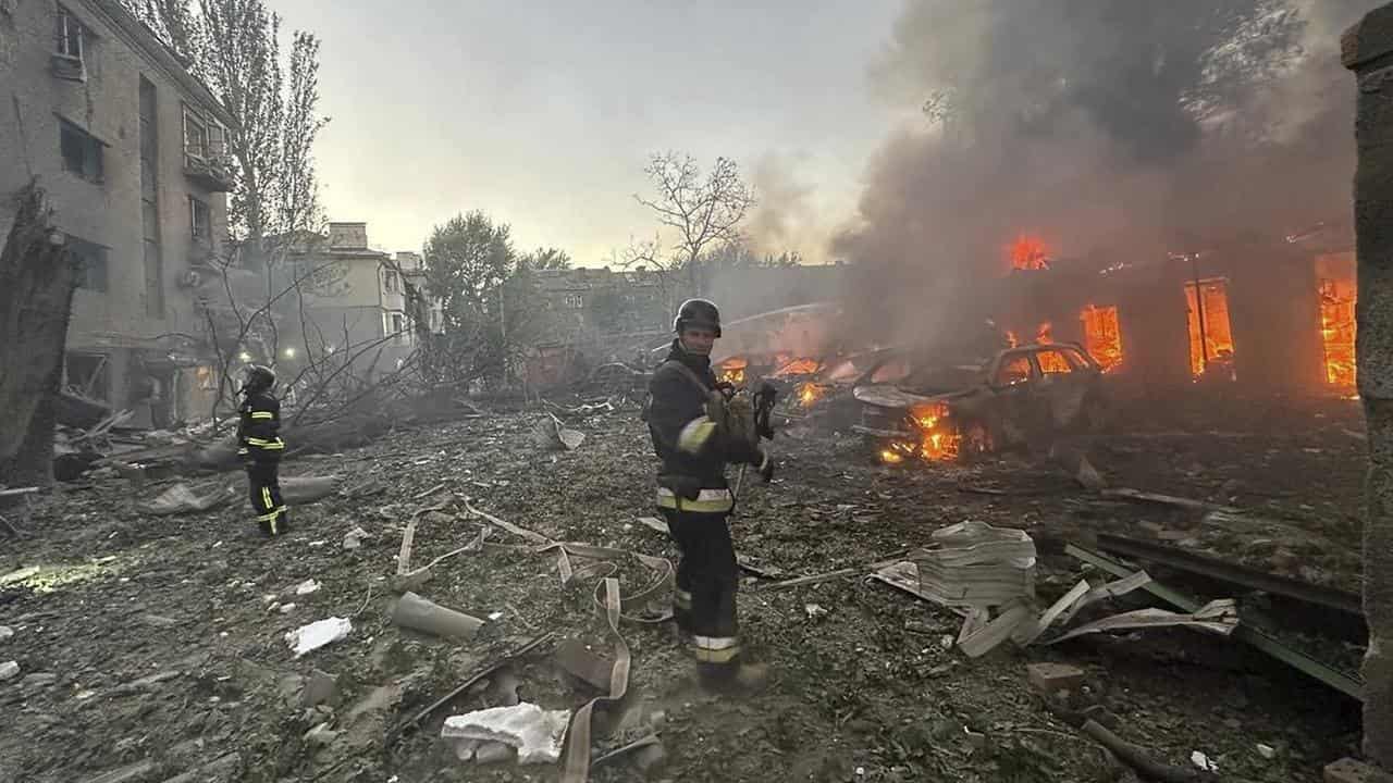 Destruction in Zaporizhzhia, Ukraine