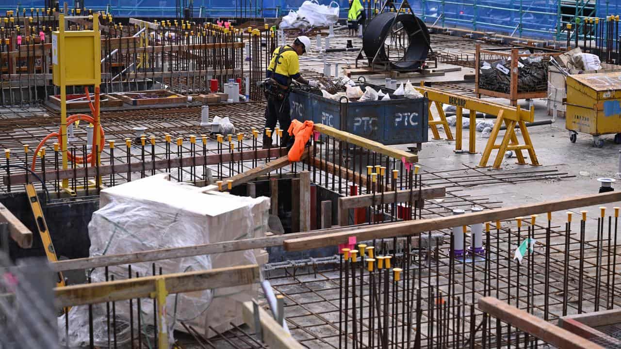 Construction works on a building site