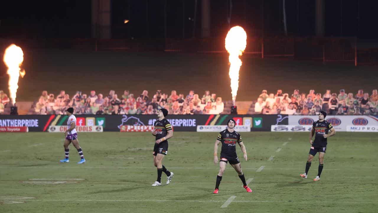 Penrith players warm up.