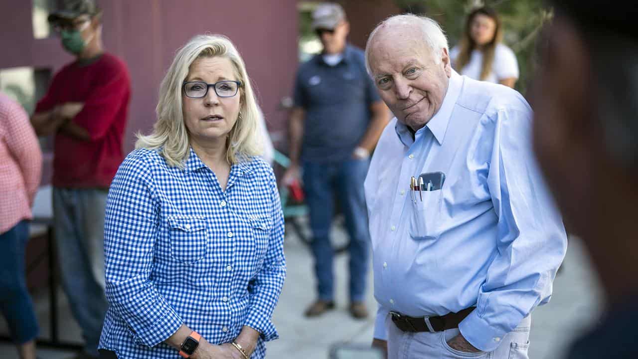 Liz Cheney and her father Dick Cheney in Jackson Hole, Wyoming