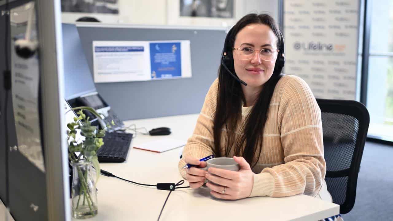 A Lifeline call centre volunteer (file image)