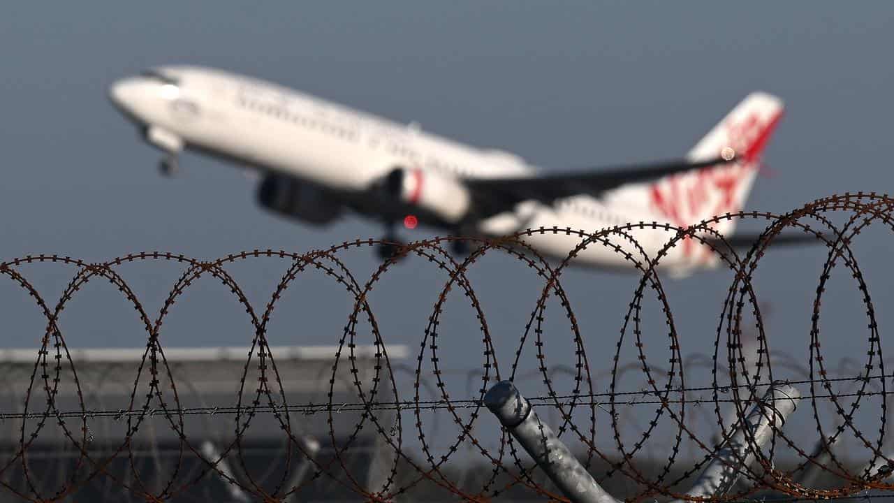 Plane taking off from airport