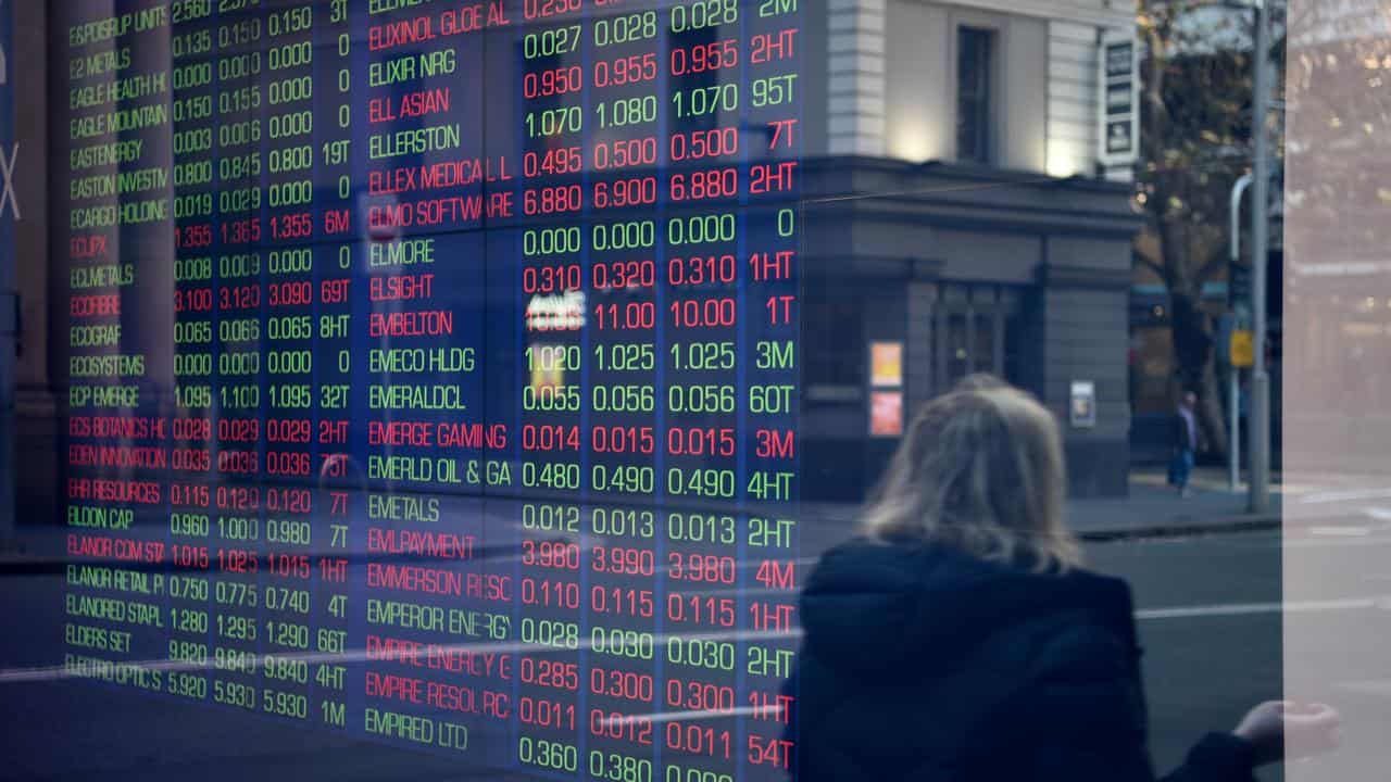 Market boards at the Australian Stock Exchange.