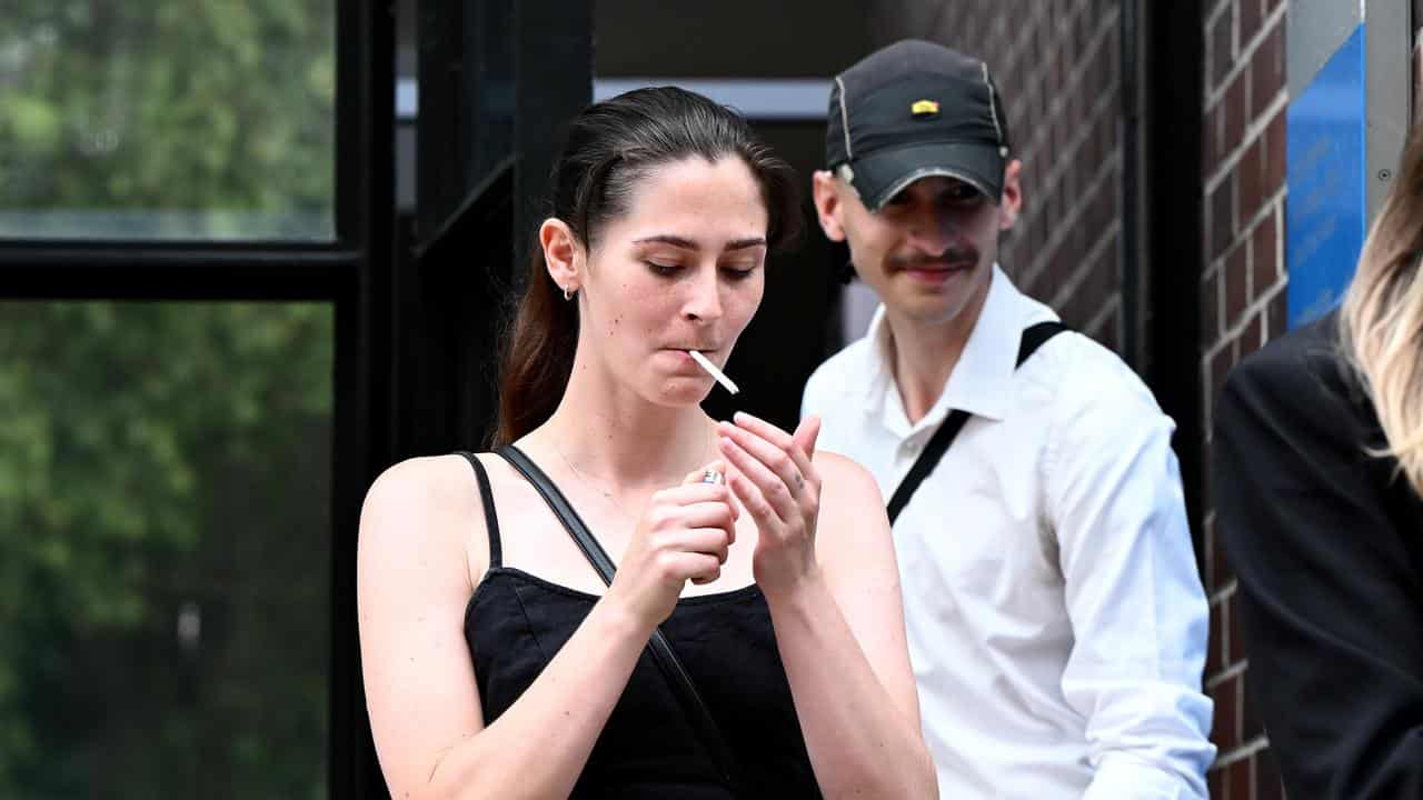 Taylor Bayly and Christopher Carrig outside Burwood Local Court