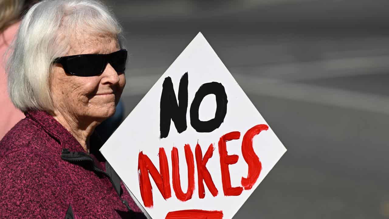 A woman protesting nuclear power