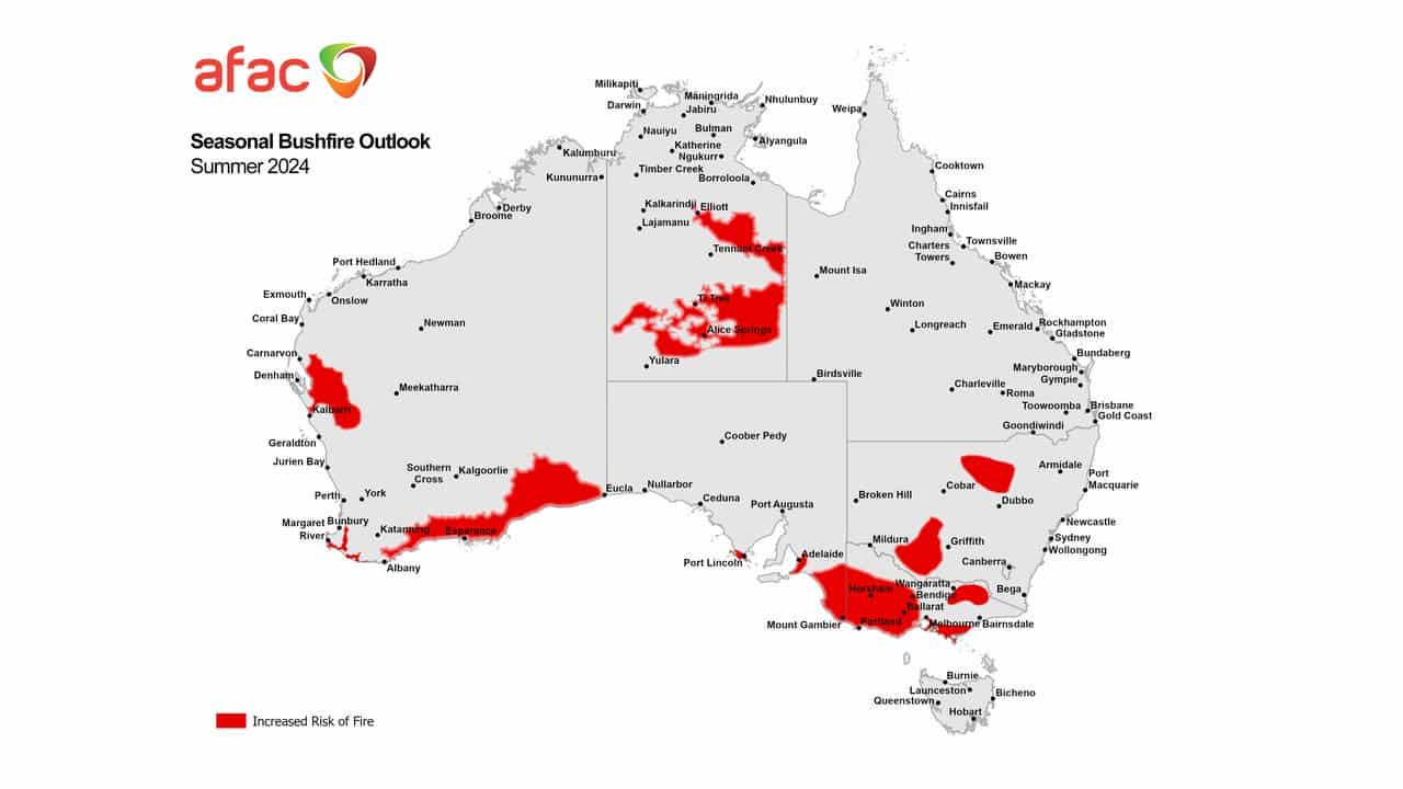 Increased fire risk map