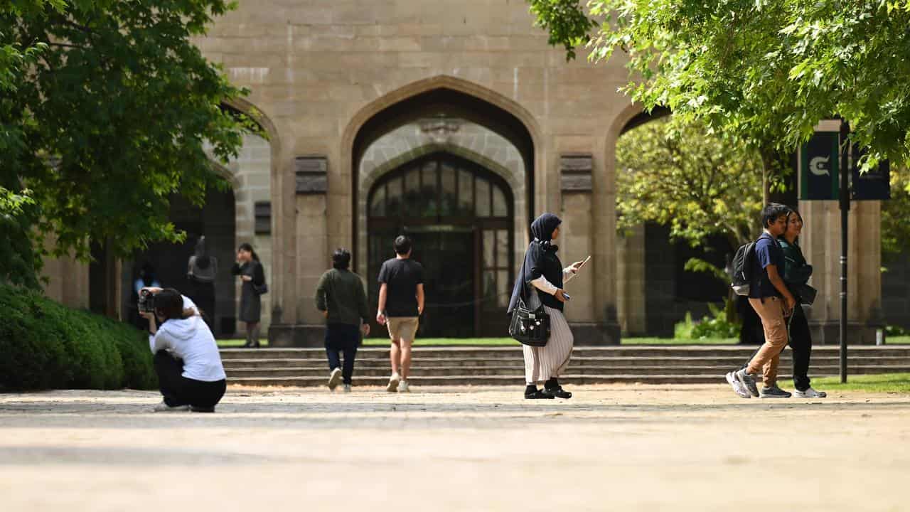 Students are seen at Melbourne University (file image)