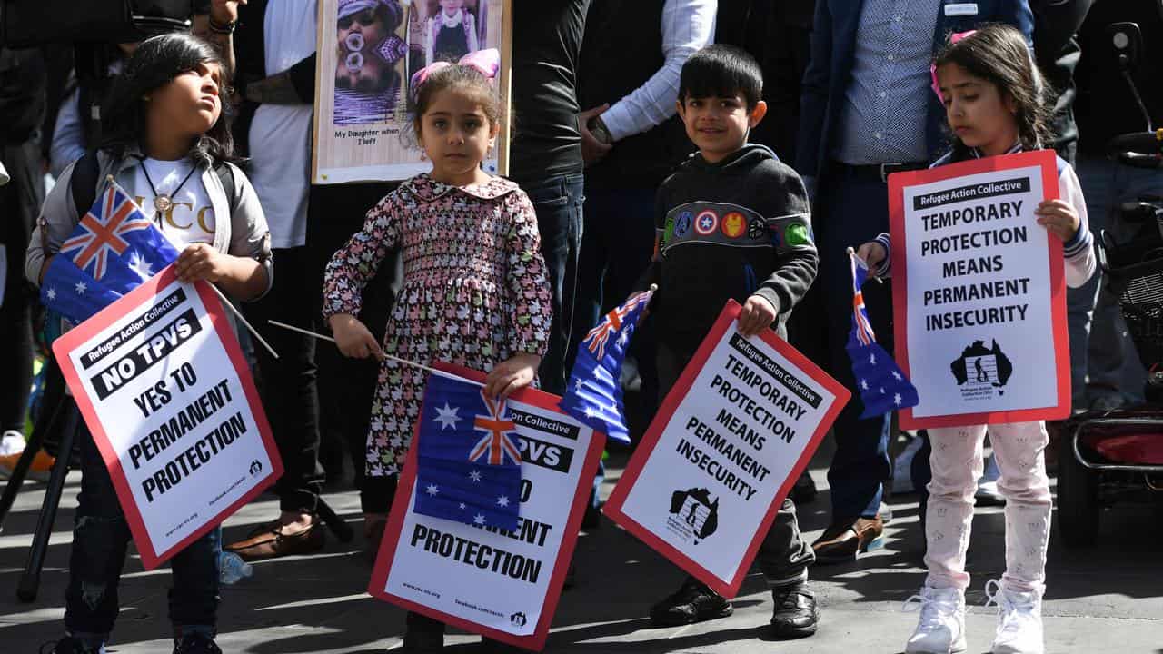 Children at a rally calling for refugee rights (file image)