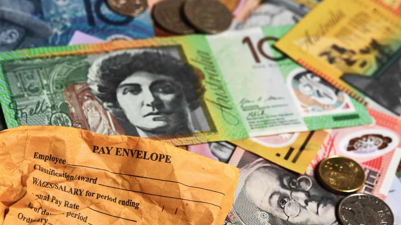 Australian currency and a wages envelope (file image)