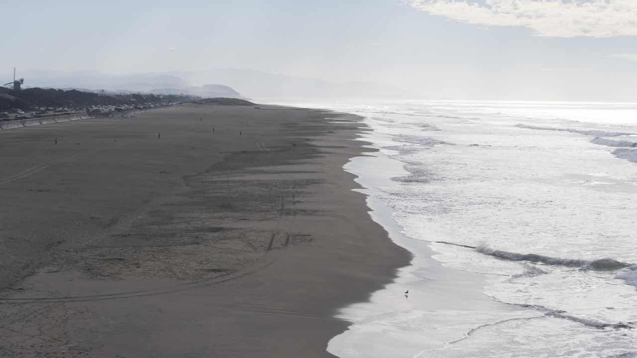 Ocean Beach in San Francisco during a tsunami warning.