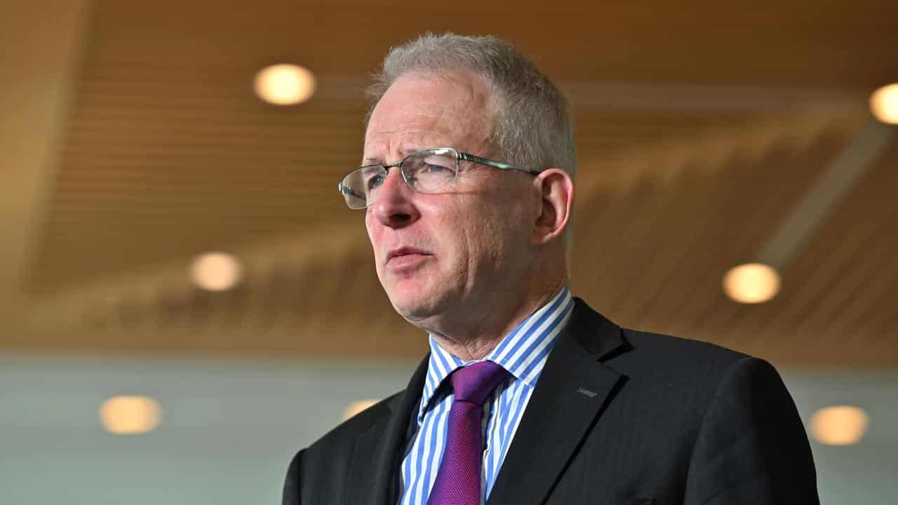 Paul Fletcher is interviewed by television at Parliament House (file)