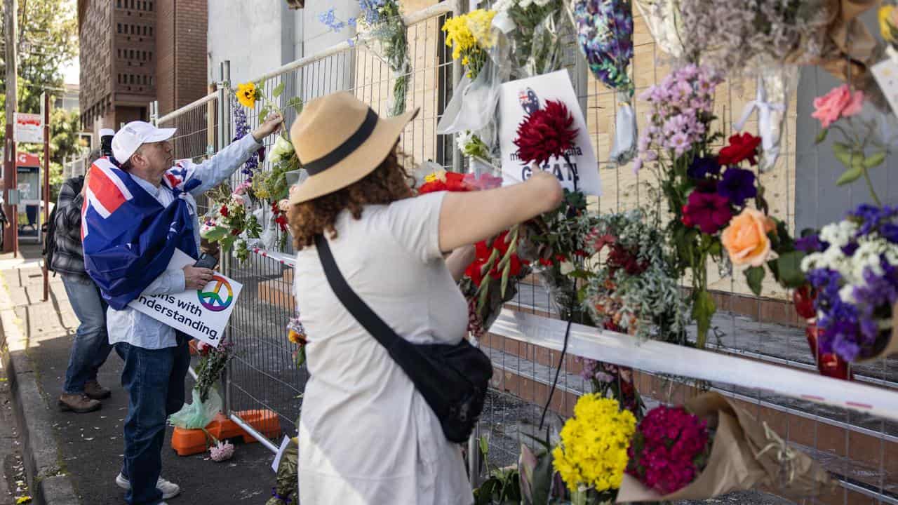 Floral tributes at the Adass Israel Synagogue