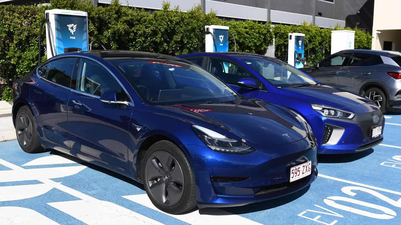 A file photo of electric cars 