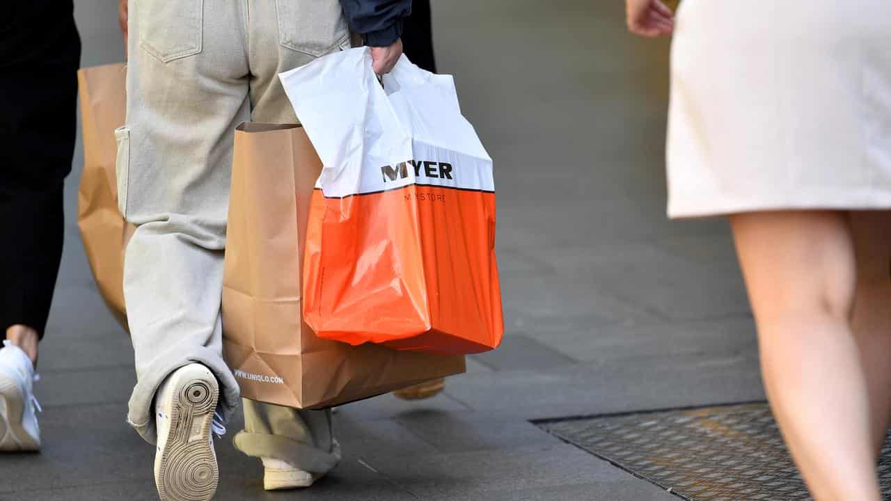 A Myer shopping bag