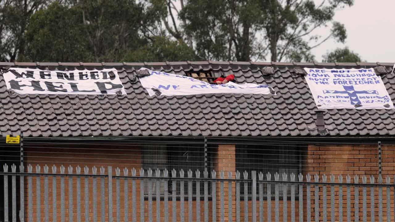 Protest on a roof at Villawood Detention Centre