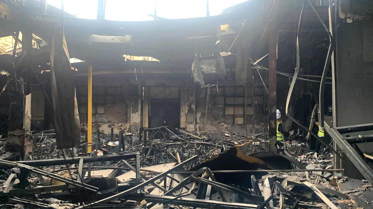 Damage from a firebombing at the Adass Israel Synagogue in Melbourne.