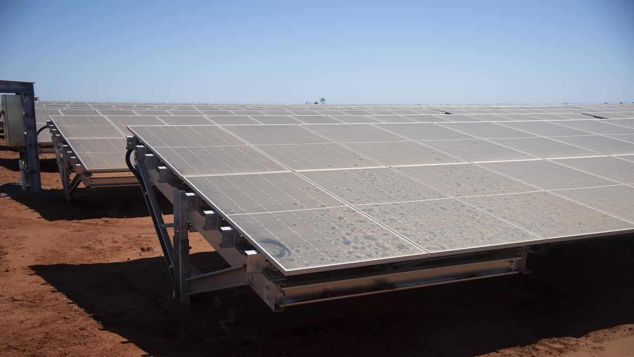 Panels at the solar and battery project built for BHP in Port Hedland 