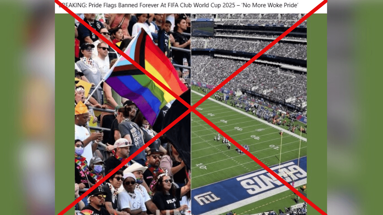 Screenshot from Facebook post claiming FIFA banned the pride flag.