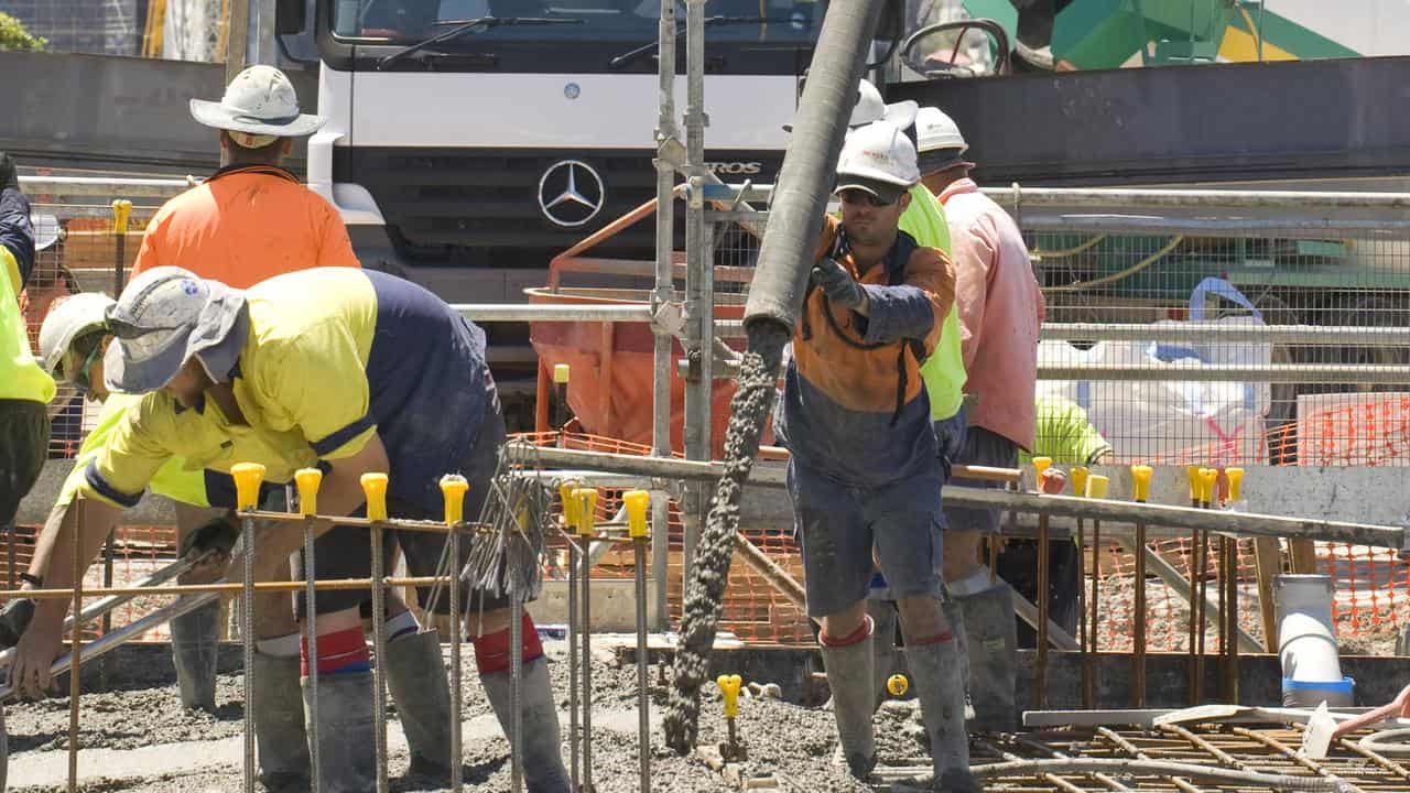 cement workers at a building site in Brisbane