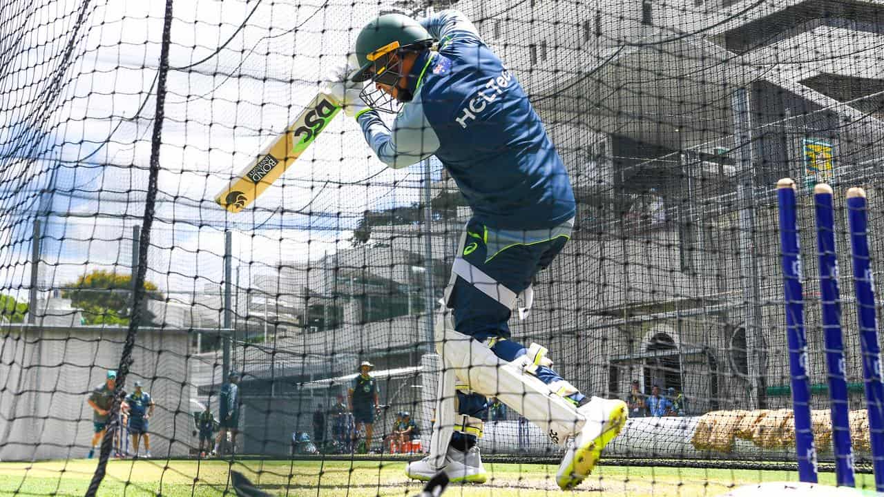 Usman Khawaja  at the Gabba.