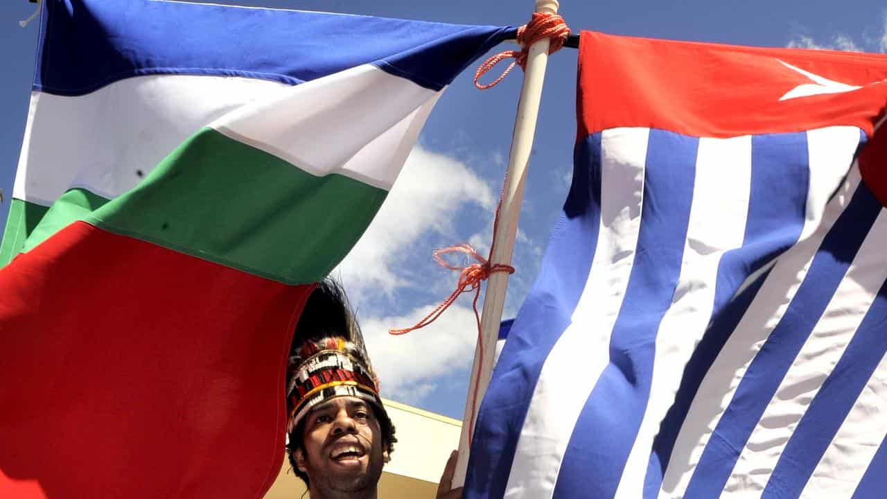 West Papuan protester in Canberra