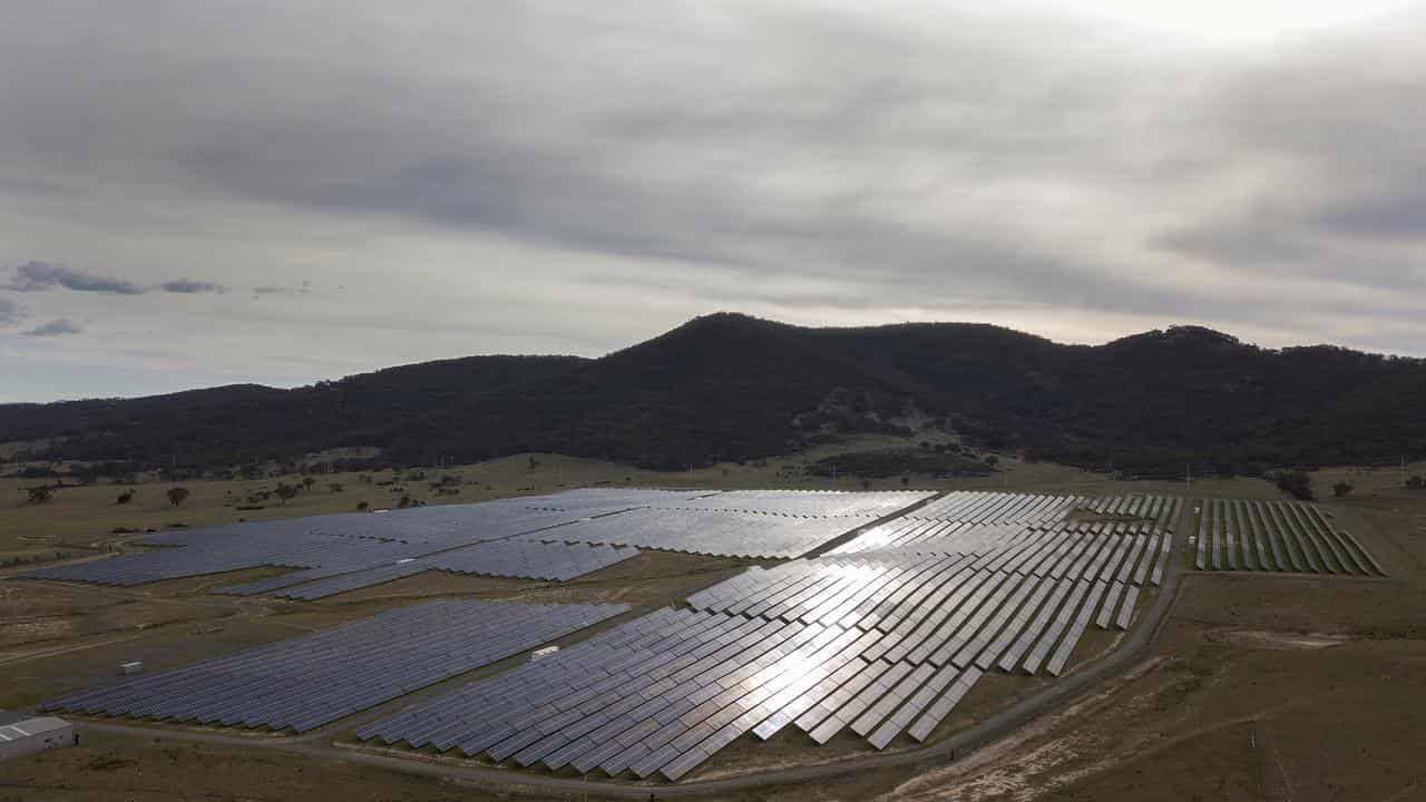 Aerial view of a solar farm