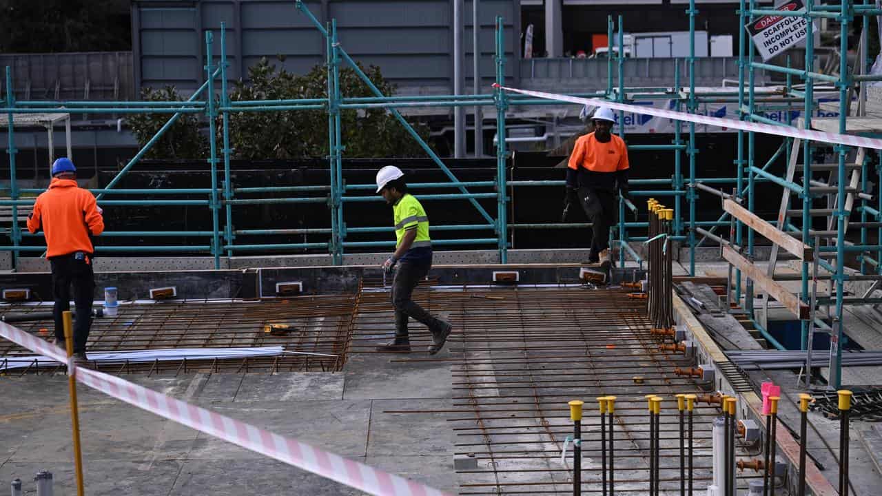 Construction works on a building site