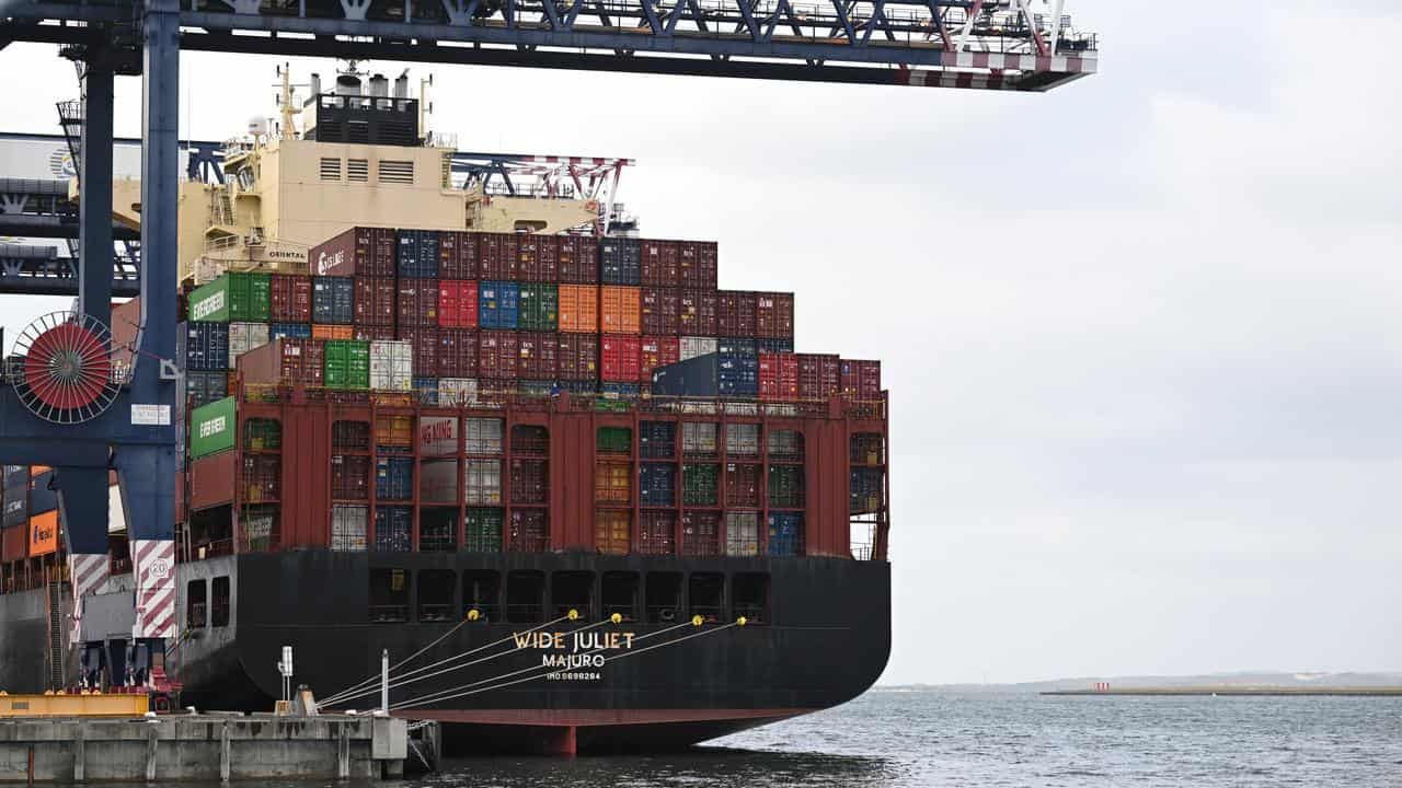 A container ship at Port Botany.