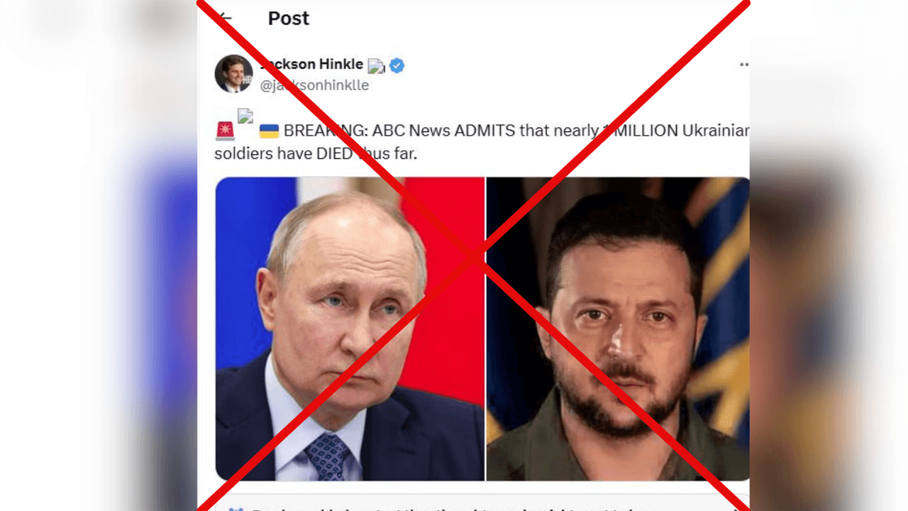 Screenshot of an X post containing fake news about the war in Ukraine.